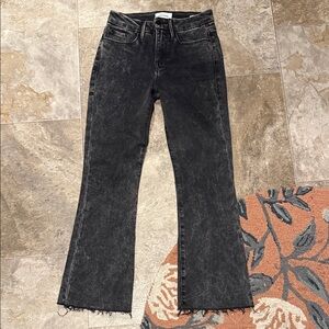 FRAME Le Crop Mini Boot Cut Jean in Rockstar Black